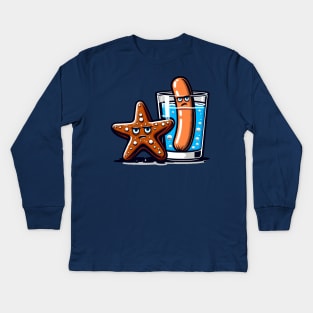 Chocolate Starfish & Hot Dog Flavored Water Kids Long Sleeve T-Shirt